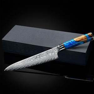 Venta al por mayor personalizado de alta calidad OEM ODM servicio Damasco Chef cuchillo profesional Damasco acero Chef cuchillo con Funda de cuero - Product Image 5