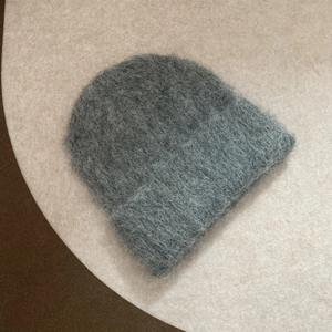 Gorro de Lana Esponjoso para Mujer, Gorro de Punto Cálido de Invierno, Gorro Tipo Bonete Sólido para Mujer - Product Image 3