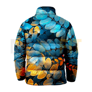2024 nueva chaqueta acolchada de burbujas sublimada personalizada para hombres y mujeres tela de lona con cuello con capucha chaqueta acolchada impresa al por mayor - Product Image 4