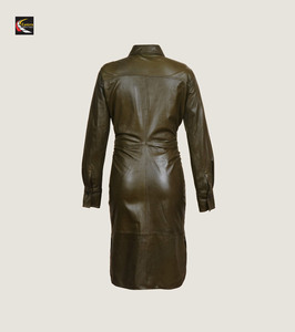 Ladies Leather Long Coat Wholesale Bulk Production Durable Stylish - Product Image 2