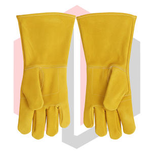 Gants de travail en cuir, paume renforcée, résistants à la chaleur et au feu, antistatiques, texture lisse, épaisseur 11 oz, longueur 14 pouces, gants tricotés - Product Image 5
