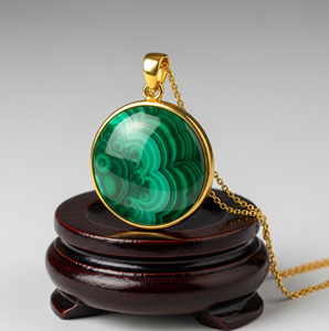 Vêtements quotidiens 925 Sterling Silver Dainty Chain Bohème Naturel Malachite Forme Ronde Pendentif Guérison Cristal Mode Pendentifs - Product Image 5