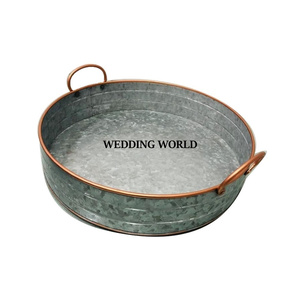 <b>Wedding</b> Ware Table <b>Top</b> Galvanized Serving Tray Rectangle Shape Handmade Designer Luxury Dinnerware Wholesale Metal Serving Tray - Product Image 5