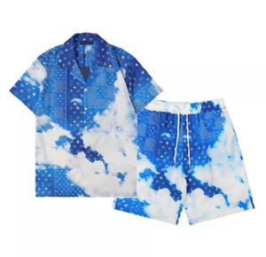 Conjunto de camisas cortas ecológicas de terciopelo de invierno para hombre de calidad superior 2025, camisa de manga corta transpirable de estilo deportivo con patrón 3D - Product Image 1