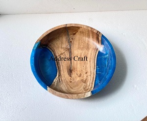 Bol à fruits en résine époxy et bois avec logo personnalisé dernier modèle saladier bol décoratif en bois assiettes vaisselle service de table articles ménagers - Product Image 3