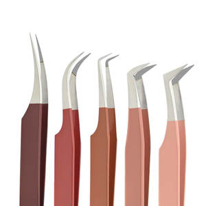 Venta al por mayor de pinzas de extensión de pestañas de acero inoxidable de alta calidad con punta de fibra de etiqueta privada - Product Image 4