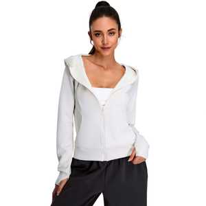Ropa deportiva ligera para mujer al por mayor con bolsillos y cremallera atlética para yoga, correr, gimnasio, ropa informal, chaqueta con capucha y cremallera completa - Product Image 4
