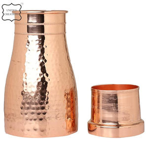 Jarra de agua martillada de cobre con tapa Buena para la salud Beber directamente junto a la cama o azúcar ¡Excelente valor! - Product Image 5