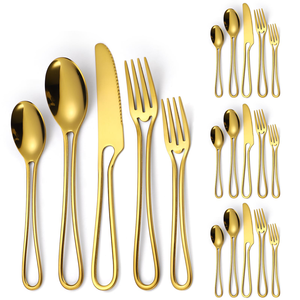25 PCS Brass spoon Cutlery set Dining Cutlery Eco-friendly mirrored steel Brass flatware Set for Home Decoration - Product Image 2