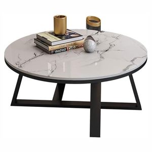 Mesa de centro redonda de estilo moderno para sala de estar, sofá, dormitorio lateral y balcón en blanco y negro, mesa de centro anidada - Product Image 3