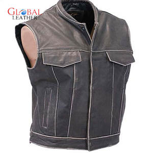Vintage <b>Men's</b> <b>Jean</b> <b>Leather</b> Vest <b>for</b> Motorbike Waterproof Outerwear Button Windproof Casual <b>for</b> Spring OEM Service - Product Image 2