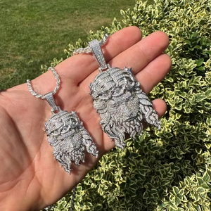 สร้อยคอจี้เพชรโมอีส925แท้ทรงกลมสีเงินสเตอร์ลิงรูปหน้าตัดสดใสแนวฮิปฮอปเย็นเหมาะกับทุกเพศ - Product Image 1