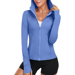 Chaqueta atlética de entrenamiento ajustada con cremallera para mujer Chaqueta de Yoga de talla grande sin costuras para correr ligera - Product Image 1