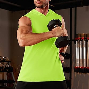 Débardeurs d'entraînement à capuche pour hommes Sports Bodybuilding Stringer Muscle Cut Off T-Shirt Sleeveless Gym Hoodies Respirant Pas Cher Prix - Product Image 2