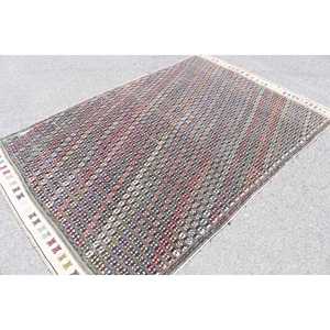 Tapis turc vintage, tapis Kilim 5,4x7,7 pieds, tapis à motifs floraux rouge et vert - Product Image 2