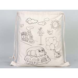 Kids Casual <b>Large</b> Drawstring Bag with Cartoon Car Design Washable Oxford Lining for <b>School</b>-No Pencil Included - Product Image 5