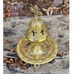 Quemador de incienso de latón con incensario religioso cruzado para adoración de oración de altar de Iglesia soporte de latón de estilo Vintage para uso espiritual - Product Image 5