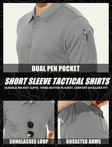 Camisas Tácticas de Manga Corta de Secado Rápido, Resistentes al Viento y Antibacterianas, MOQ Bajo, Camisa para Hombre 100% Poliéster, Venta al Por Mayor, Ropa de Exterior para Hombre - Product Image 3