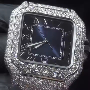 Montre de luxe entièrement sertie de diamants, style hip-hop, clarté VVS, montre sertie de diamants en moissanite, bijoux élégants pour hommes et femmes. - Product Image 1