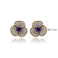 Diseño de forma de flor amatista CZ piedra auténtico estilo otomano pendientes de plata al por mayor joyería turca hecha a mano