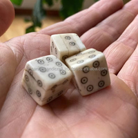 Dés de jeu Ludo double œil de haute qualité, couleur blanche, pour enfants, cubes de 1,5 cm, toucher réel, cinq étoiles, artisanat naturel poli
