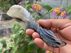 Peigne en corne de buffle naturel à dents larges, antistatique, pour massage du cuir chevelier, brosse à cheveux, soins de santé, peigne à barbe par tradebit - Product Image 5