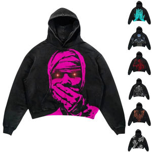 Sweat-shirts à capuche pour hommes tendance, lavage à l'acide, haute qualité, coupe classique, logo personnalisé, streetwear, hiver, écologique, 100% coton molleton - Product Image 3