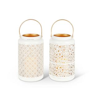Etching Design Iron <b>Lantern</b> <b>Candle</b> Holders White/Gold Finished <b>for</b> Event Party Christmas Decorative <b>Candle</b> <b>Lantern</b> - Product Image 5