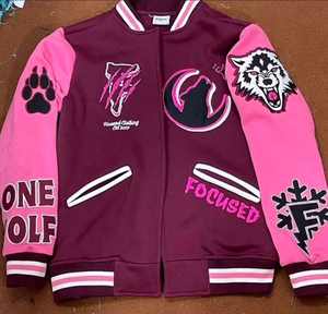 เสื้อโค้ทหนังขนสัตว์ปักลาย Chenille สำหรับบุรุษแจ็คเก็ตตัวแทนมหาวิทยาลัยวินเทจ - Product Image 1