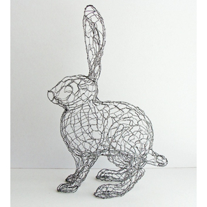 Escultura de Metal de Hierro Forjado con Forma de Conejo, Acabado Antiguo, para Decoración del Hogar, Navidad y Fiestas - Product Image 1