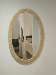 Miroir mural rond extra large, design industriel moderne, incrustation de verre, fait à la main, écologique - Product Image 4