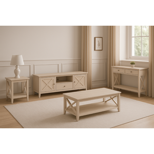 Juego de comedor de madera maciza de granja moderna, muebles portátiles para el hogar, sillas tapizadas, mesa con acabado Natural, OEM listo para montar - Product Image 1