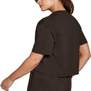 เสื้อครอปคอกลมผ้าคอตตอนผ้าสแปนเด็กซ์สำหรับใส่วิ่งเล่นยิมของผู้หญิงพิมพ์โลโก้ได้ตามต้องการ - Product Image 6