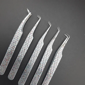 Pinzas de extensión de pestañas con purpurina plateada y Diamante, muestra gratis, pinzas de extensión de pestañas de acero inoxidable japonesas - Product Image 3