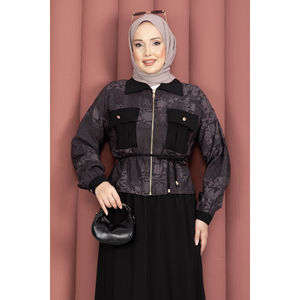 Conjunto de Dos Piezas de Chifón Color Ciruela para Mujer, Otoño, Tallas XS/XXS, Chaqueta Corta con Cierre y Falda con Top - Product Image 2