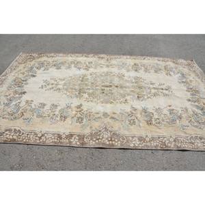 พรมสไตล์ตุรกีวินเทจขน5.9x9.8ft ทอแบบแบนมีลวดลายปะติดสำหรับตกแต่งห้องนั่งเล่นสีน้ำตาลเบจ - Product Image 3