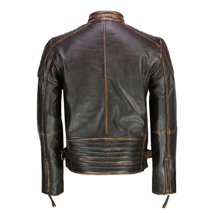 Fazn Industry Best Quality <b>Long</b> Thin Genuine <b>Leather</b> Stand Collar Front Logo Men's Winter Premium <b>Leather</b> Men's <b>Jackets</b> - Product Image 3