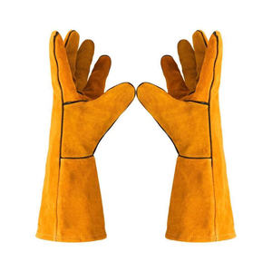 <b>Long</b> High Temperature Resistant Cow Split <b>Leather</b> Welding Work Safety <b>Gloves</b> - Product Image 2