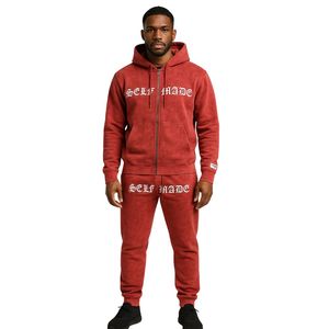 Unisex <b>Red</b> Acid Wash Zip Up <b>Hoodie</b> Streetwear Pullover with Embroidered Letter Design Casual Fashion <b>Hoodie</b> for Men Women - Product Image 5