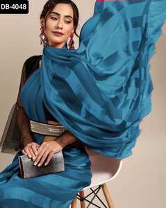 Georgette-ropa de vestir étnica india, blusa de seda satinada con diseño elegante, Saree DE TRABAJO Zalar con Bangloriy - Product Image 2