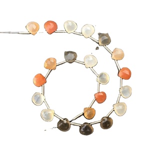 Natural Multi <b>Moonstone</b> 21 Pieces Faceted Heart Shape Briolette Beads for Jewelry Making <b>Bracelet</b> Necklace Earring - Product Image 1