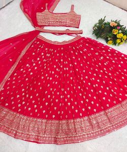 Lourd brodé Lahenga Choli couleur marron Lehenga + rose Dupatta perle travail mariée Lahenga Lehenga Choli prix de gros ethnique - Product Image 4