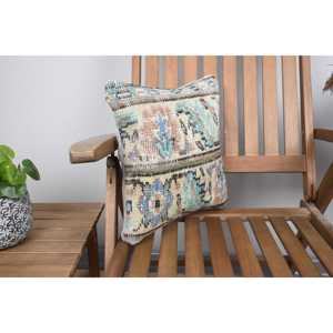 Luxe 14x14 pouces Beige laine Kantha Patchwork oreiller Design rustique Vintage moelleux brodé motifs imprimés tissés pour la literie - Product Image 2