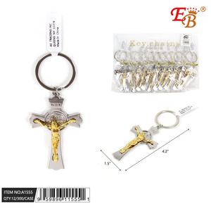 Llavero Portamonedas con Cruz de Jesús de 4.2x1.5 Pulgadas, 300 Unidades, 25 DZ/CS, Acero Inoxidable, Impresión UV Offset, Modelo A1555 - Product Image 1