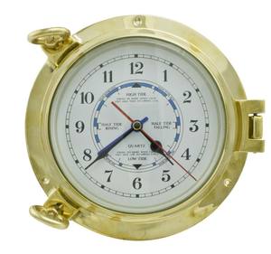 Reloj de pared náutico de latón para decoración del hogar, rueda de reloj de fabricante indio pulido dorado - Product Image 4