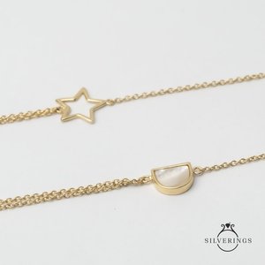 Collier en argent sterling 925 avec étoile en nacre dorée, style superposé, tendance - Product Image 5