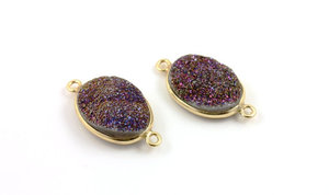 925 argent pendentif naturel Druzy platine enduit ovale Cabochon gris boucle d'oreille résultats 16x24MM titane Agate médaillons pour enfants - Product Image 6