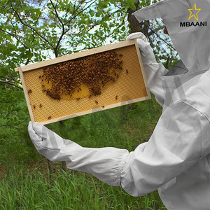 Gants d'abeille en cuir de chèvre pour hommes et femmes avec manches longues en toile et poignets élastiques pour amateurs et apiculteurs professionnels - Product Image 6