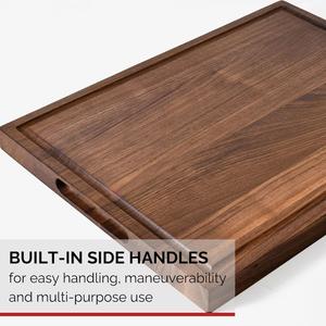 Tabla de cortar con ranuras y superficie apta para cuchillos, diseño grueso y liso, ideal para cortar pan, servir y uso diario en la cocina. - Product Image 4