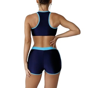 Tankini de sport grande taille pour fille, personnalisé avec logo, séchage rapide, écologique, respirant, deux pièces, fermeture éclair avant, vente en gros - Product Image 2